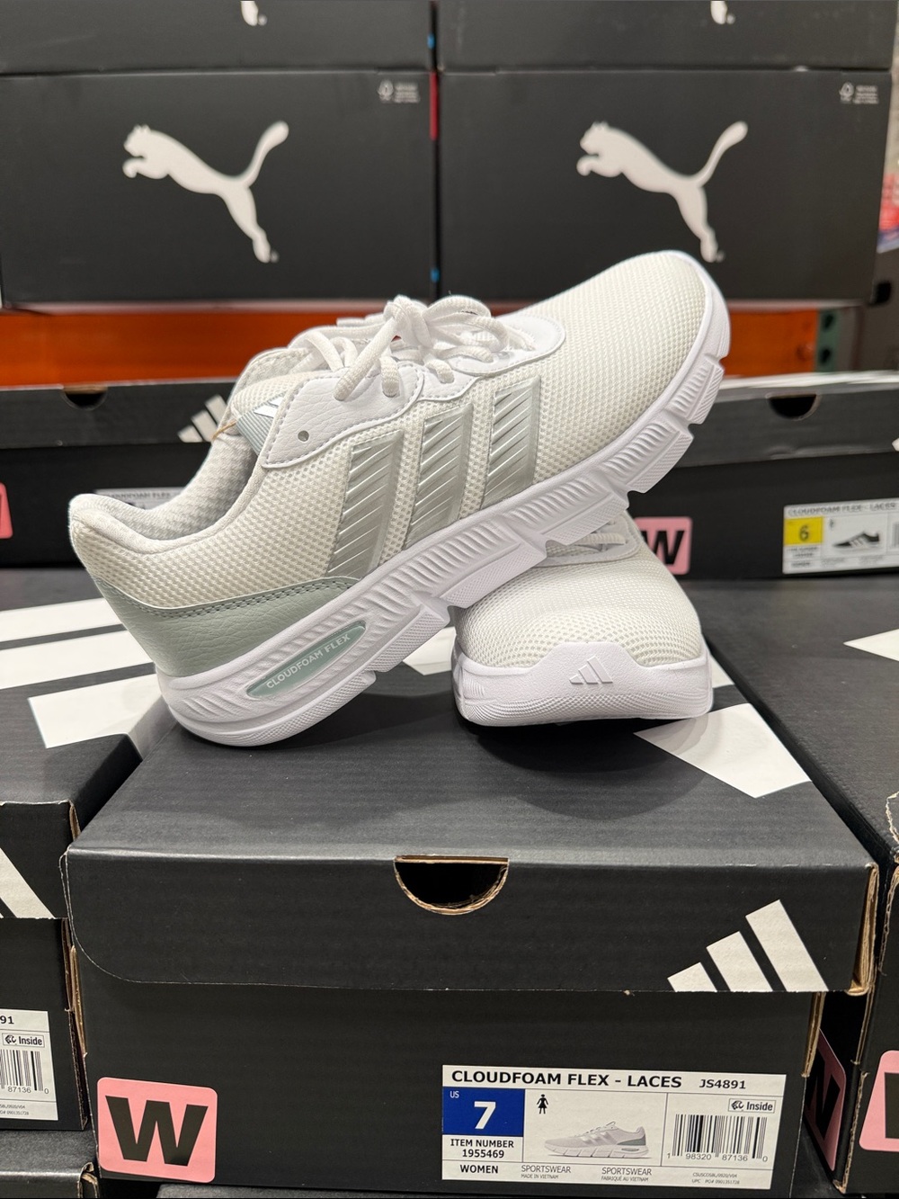 Adidas Women’s Cloudfoam Flex Lace White Sneakers